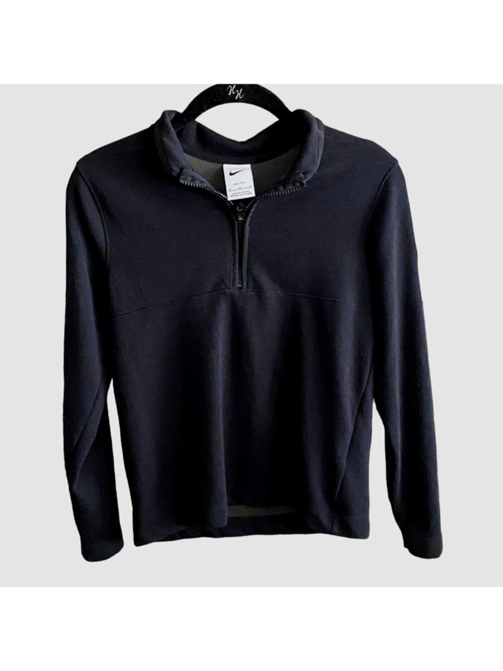 Nike Dri-Fit Youth Pullover 1/4 Zip Knit Shirt-Black-Size M-GUC